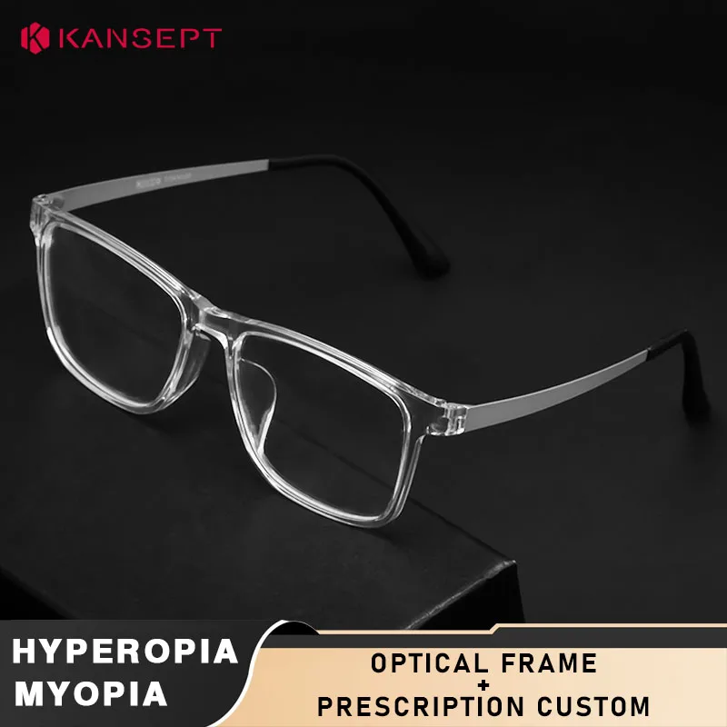 

KANSEPT ультра легкие модные мужские очки в оправе квадратные очки для чтения из чистого титана оптические очки по рецепту большие очки для чтения