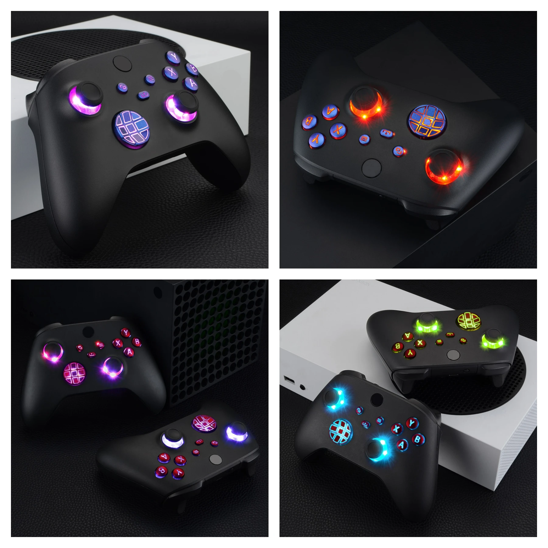 eXtremeRate Multi-Colors Luminated Dpad DTF LED Kit for Xbox Core Wireless Controller, Thumbsticks Start Back Sync ABXY Buttons