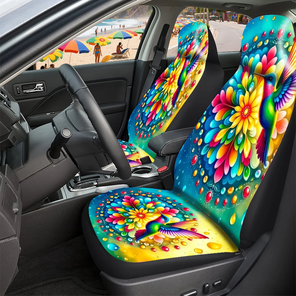 Car Seat Covers - Halloween Christmas New Year Easter Hummingbird Flower Droplets Lucky Gift For Friends Premium Fit For Cars S