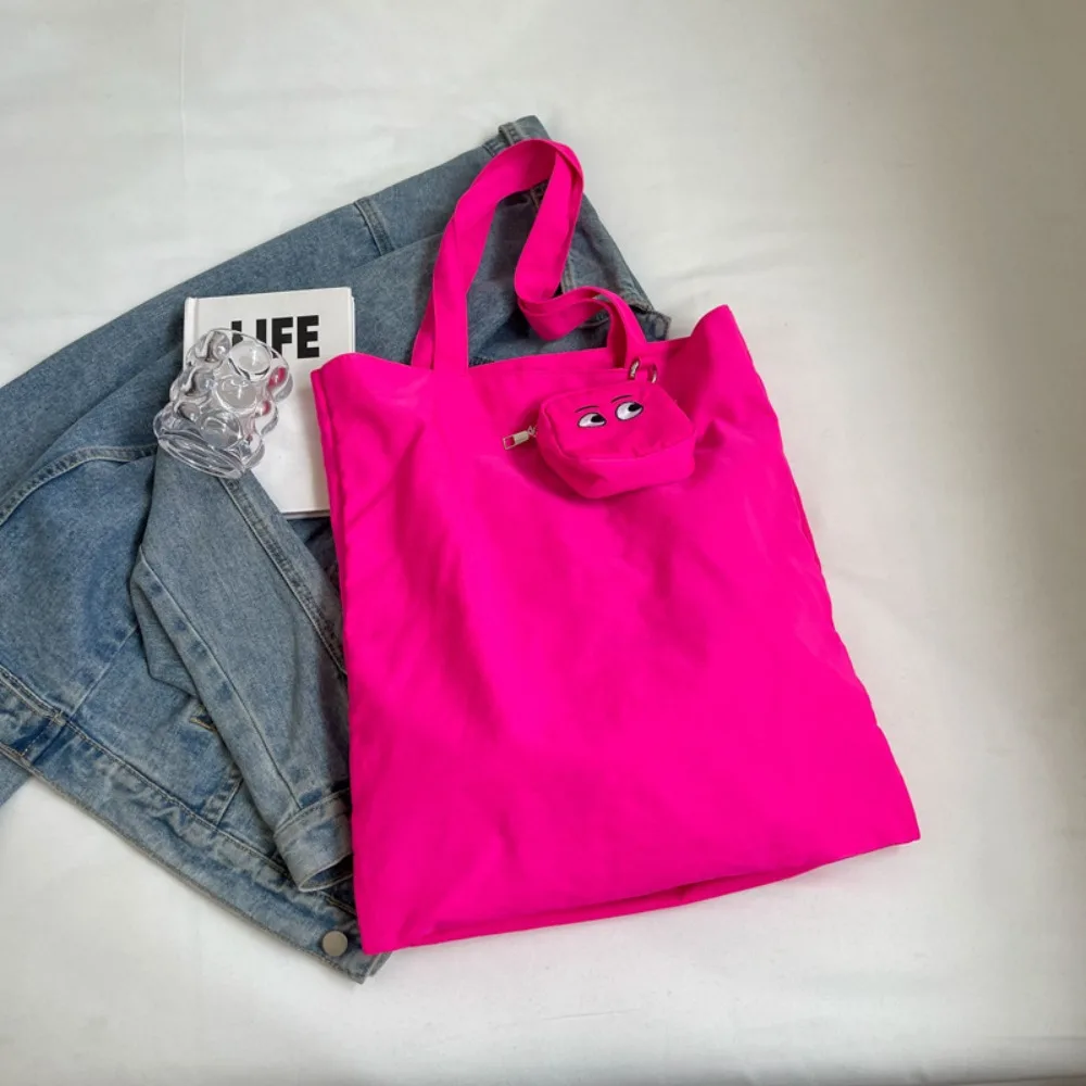 

with Storage Bag Solid Color Shoulder Bag Big Eye Coin Purse Korean Style Foldable Shoulder Bag Shopping Bag Large Capacity
