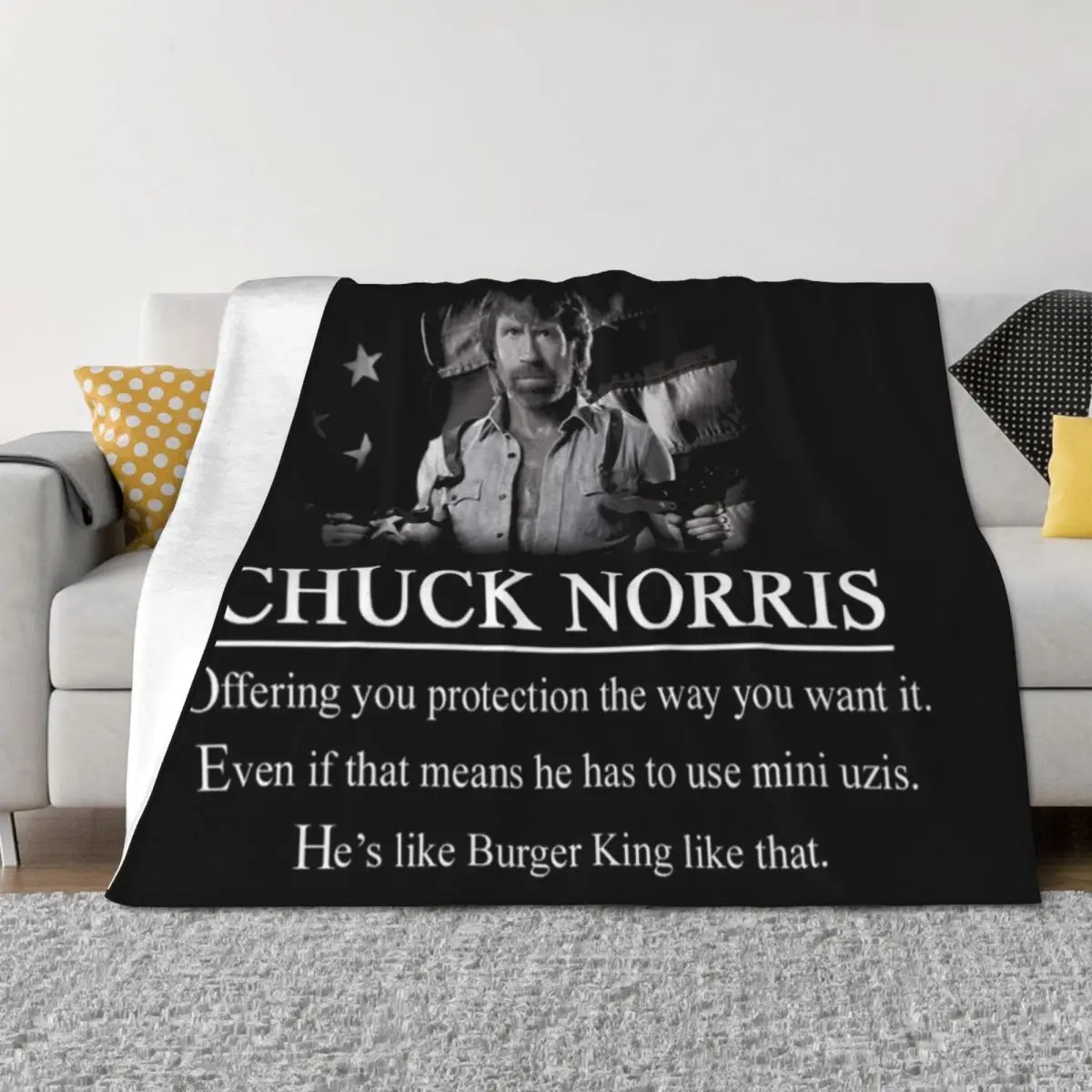 

Chuck Norris Protection Throw Blanket Multi-Purpose Blankets Sofas Of Decoration halloween Sofas Blankets