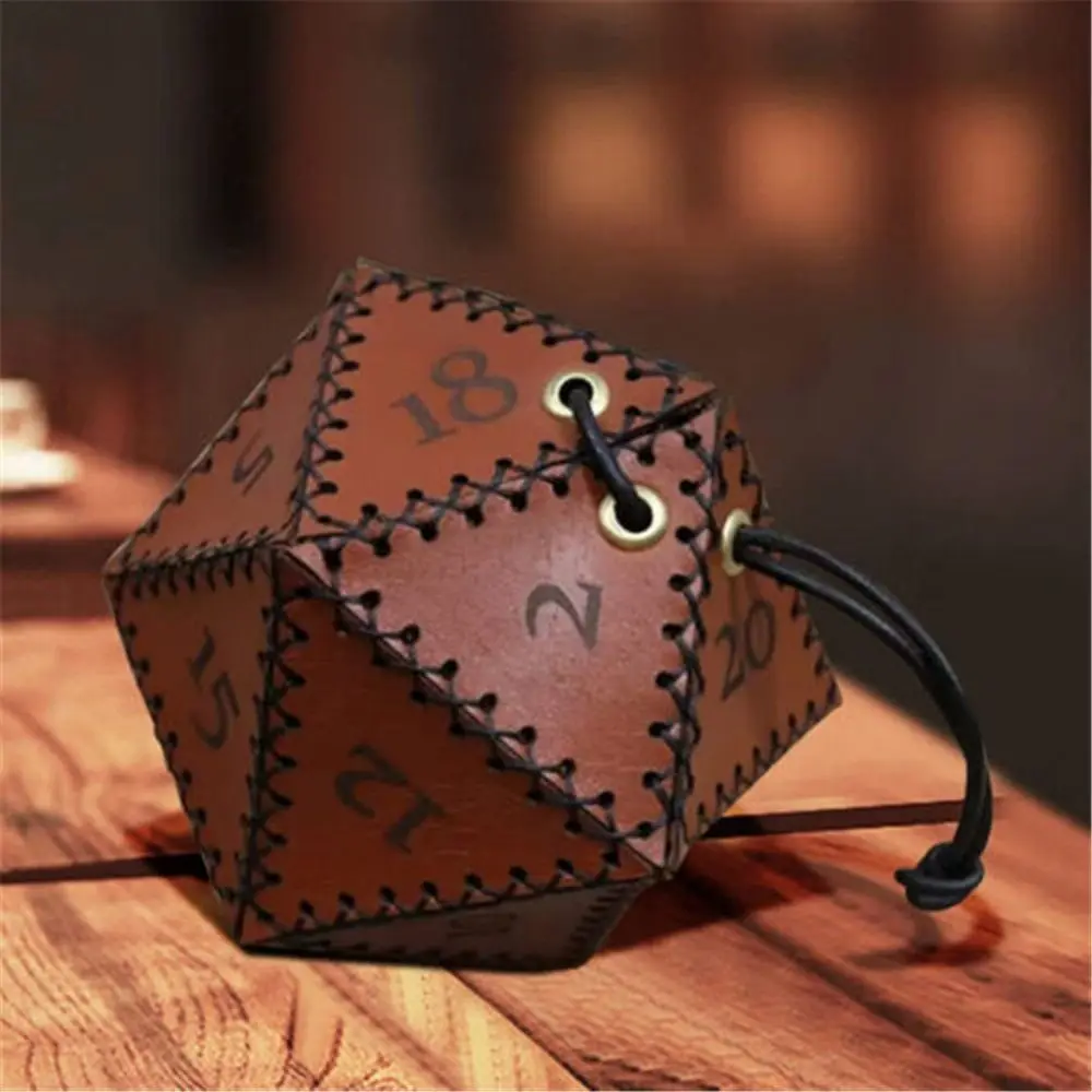 Bolsa de cuero para dados D20, juego de dados puntiagudos, adecuado para juegos de mesa RPG, laberinto temático, bolsa con cordón para D & d DND, 1