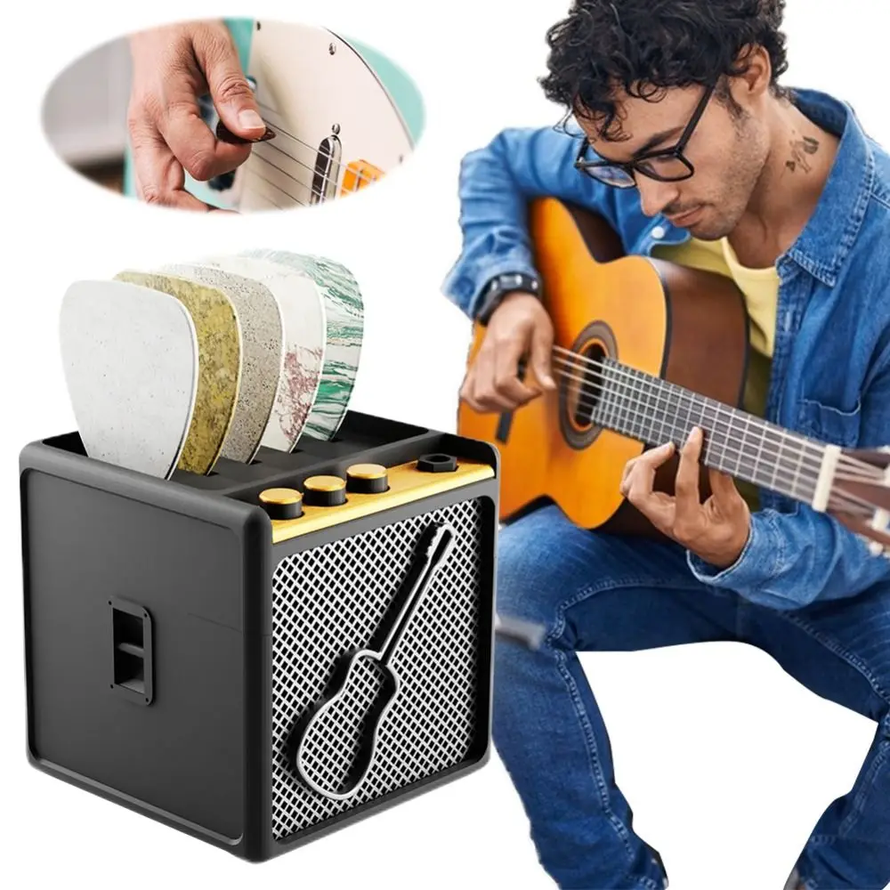 

Large-capacity Portable Guitar Pick Holder Waterproof 3D Printed Amp Speaker Guitar Picks Organizer Dustproof