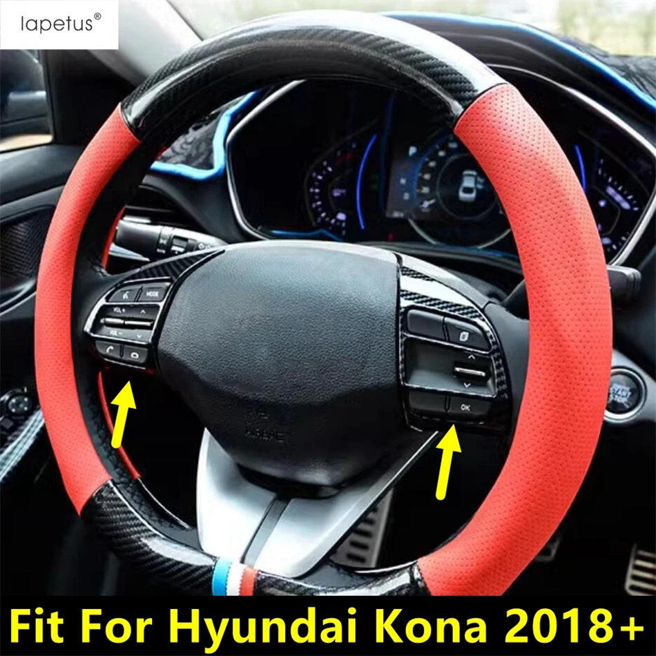 

Car Steering Wheel Button Frame DecorationStickers Cover Trim For Hyundai Kona 2018 - 2021 ABS Carbon Fiber / Matte Accessories