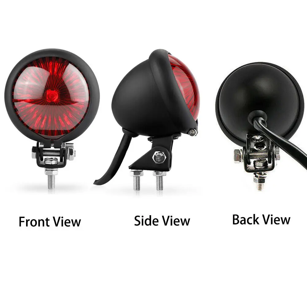 Motorcycle Round LED Rear Stop Brake Tail Light Lamp 12V Fit For Cafe Racer Bobber Chopper ATV Dirt Bike Custom Cruiser Buggy