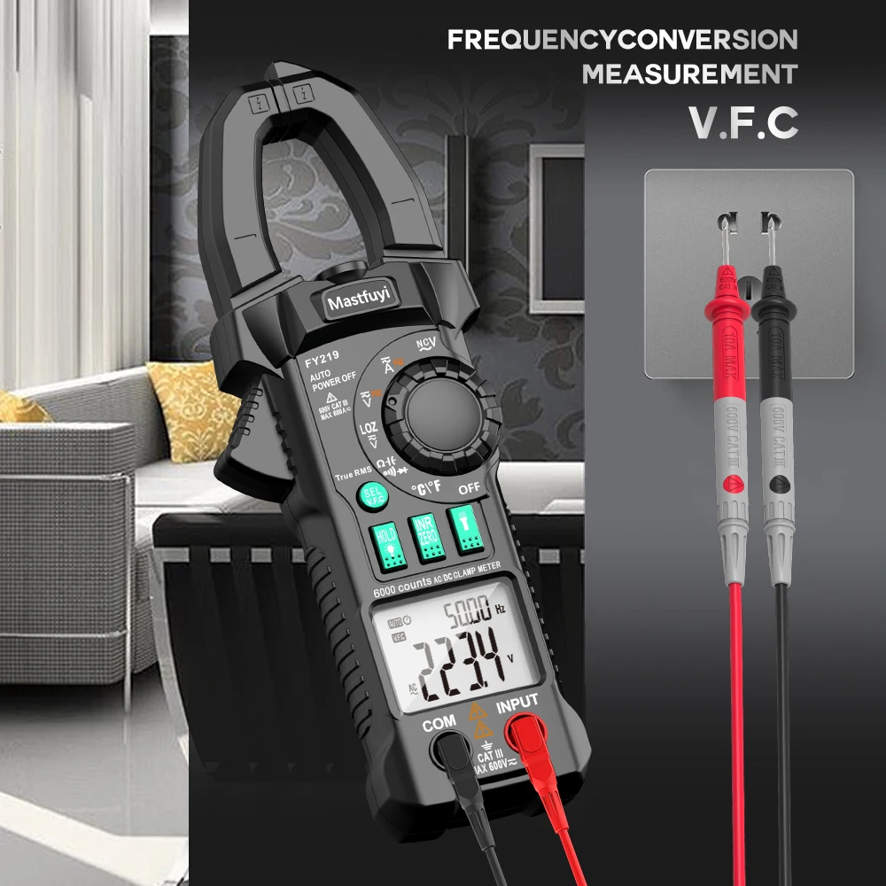 Imagem -06 - Mastfuyi-digital Clamp Meter dc Corrente ac 6000 Contagens Multímetro Amperímetro Tester Tensão Ampère Carro hz Capacitância Ncv Ohm Teste