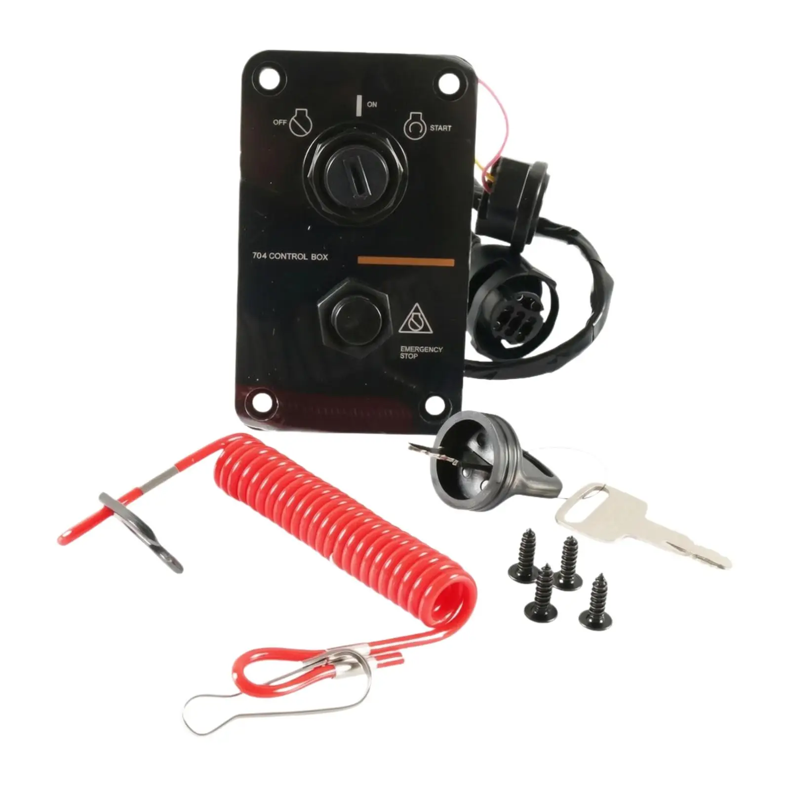 Outboard Motor Control Panel Emergency-Stop Ignition Switch Panel with Lanyard Long Term Usage Single Engine for Boat Owners