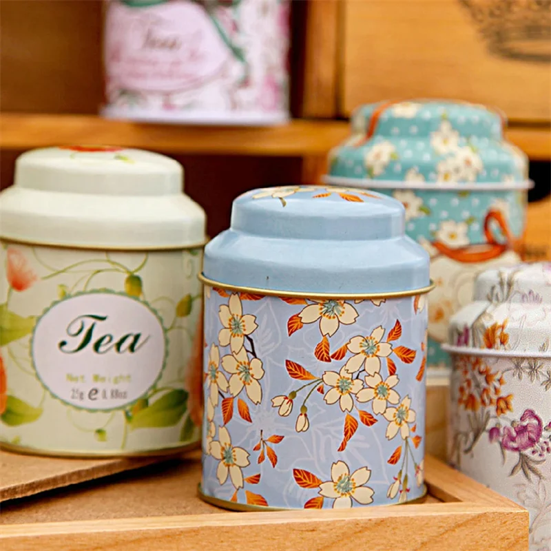 Vintage Palace Iron Storage Can Candy Cosmetics Storage Box Metal Can Tea Coffee Sugar Storage Jars Gift Tea Box Organizer