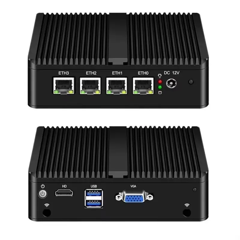 Dual Core Fanless Soft Router Celeron 6305 4Lan i226 2.5G VGA Industrial Control SATA HD DP DDR4 Pfsense Server Linux MINI PC