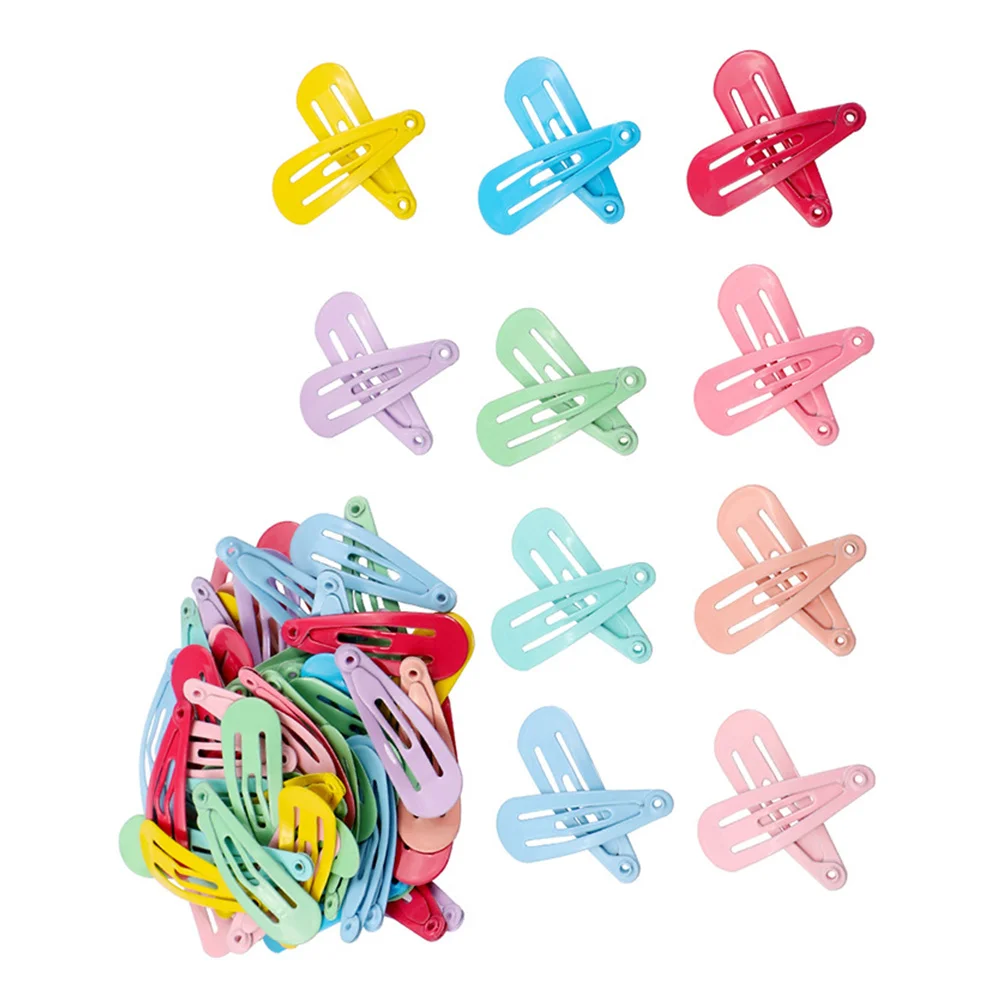 

50 Pcs Candy Color Hair Clips Snap Hairpins Kids Barrettes Metal for Girls Toddler