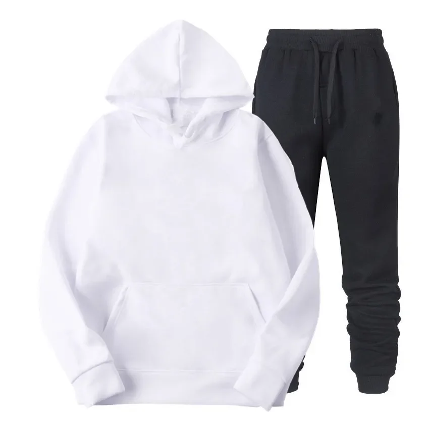 Sets Brand Solid Color Casual Hoodies+Fitness Pants Men Women Autumn Winter Warm Sweatpants Tracksuit Joggers Sportswear Suit