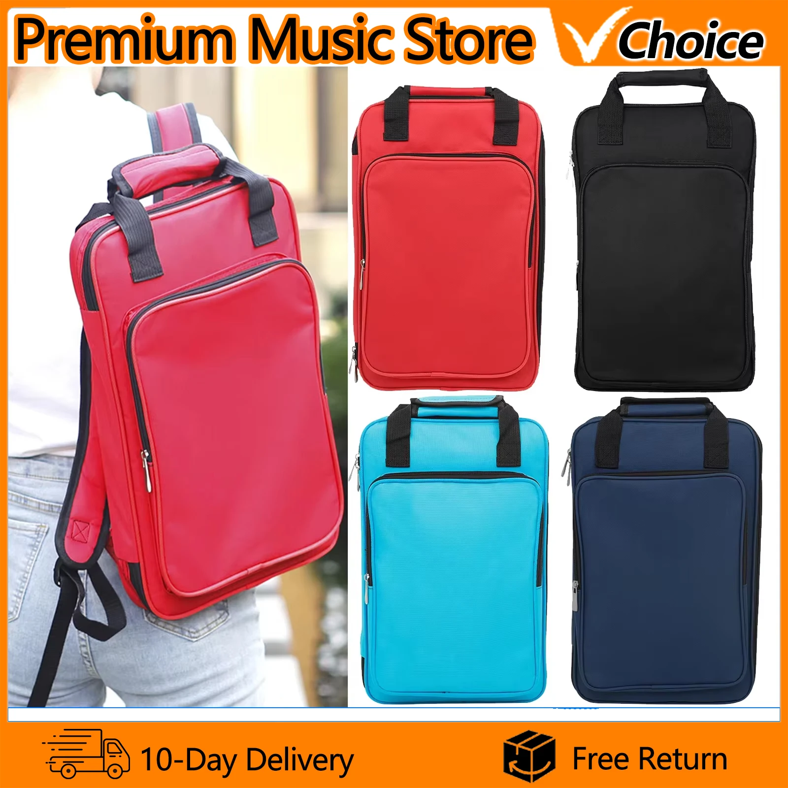 IRIN Drumstick Bag Oxford Cloth Water-Resistant Drumstick Package Storage Pouch Large Capacity Percussion Instrument Accessories