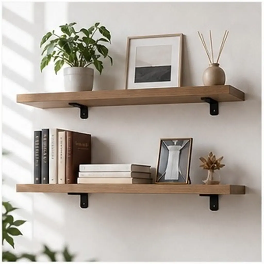 2Pcs Hidden Floating Shelf Brackets Heavy Duty Steel L Shelf Supports for Wall Mounted Custom Shelves Books Plants Display