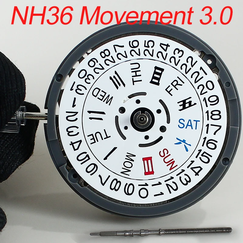 NH36 For Seiko NH36 Automatic Mechanical Movement High Accuracy 24 Jewels Mod Watch Replacement  Japan NH36 Crown at 3 O'clock