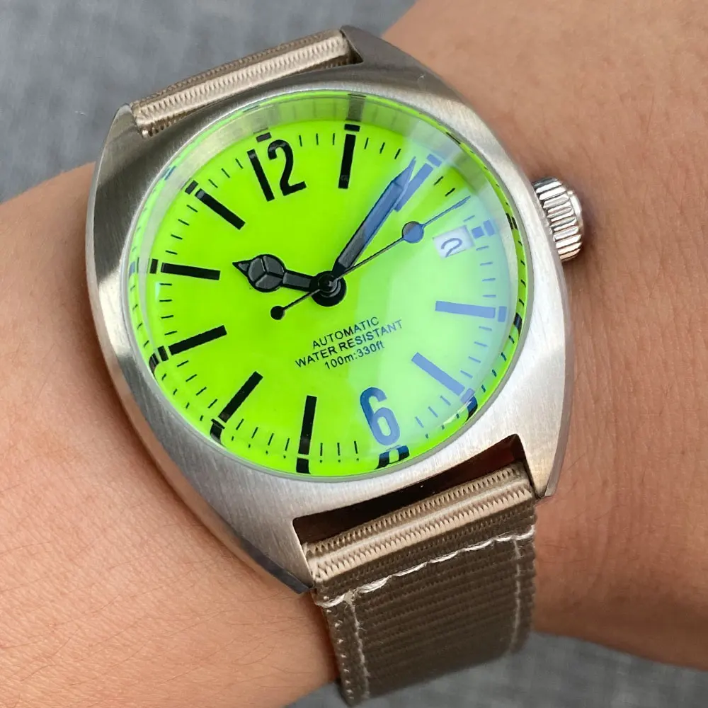 Pilot Dive reloj automático para hombre NH35, reloj de pulsera de acero luminoso completo, cúpula de cristal de zafiro, subreloj deportivo de mano