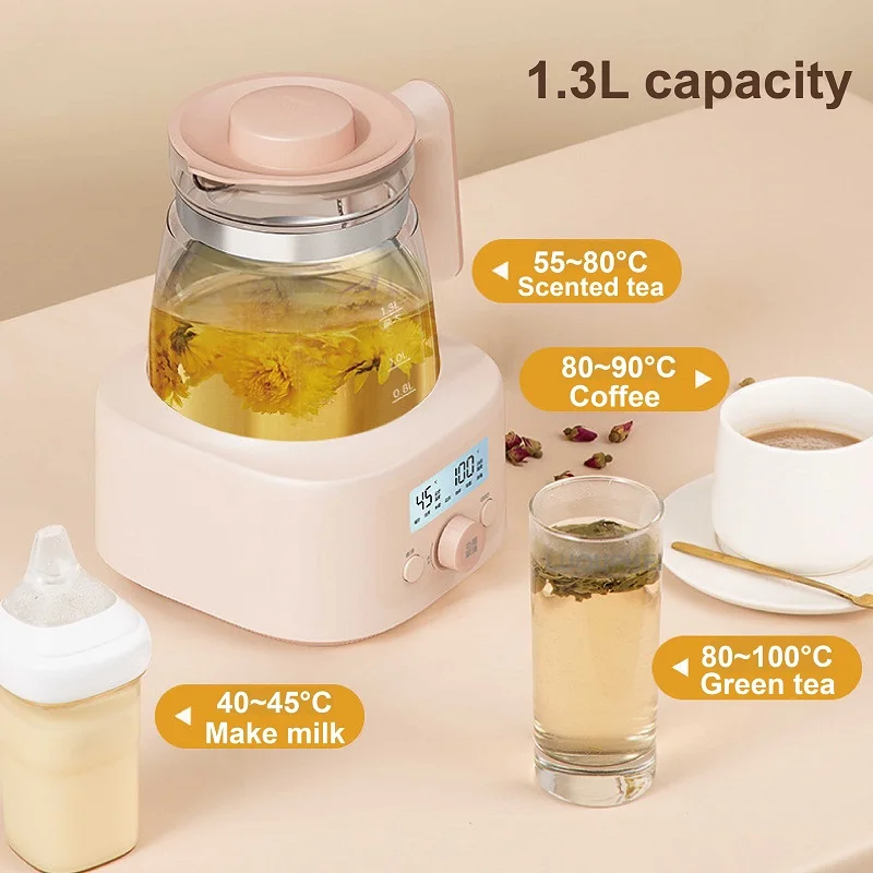 1300ml All-glass Infant Thermostatic Milk Regulator 0 Glue Baby Kettle 72h Hot Kettle Smart Electric Kettle Milk Powder Warmer