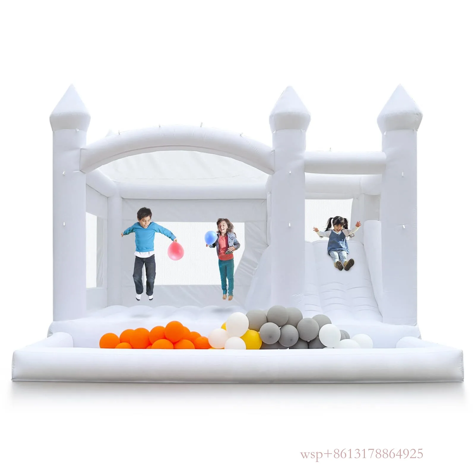 Houses Infiatable With Slide 15Ft White Bounce Jumper Bouncy Castle Oxford Wedding Tent For Party Backyard