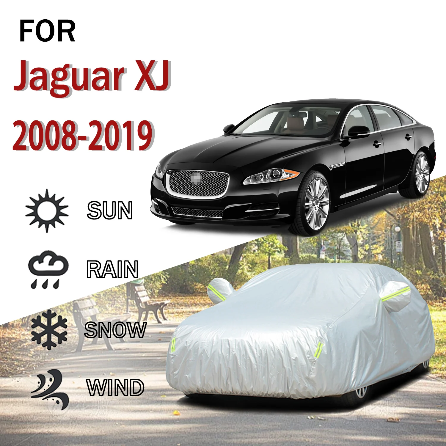 For Jaguar XJ 2008-2019 Outdoor Protection Full 190T Car Covers Snow Cover Sunshade Dustproof Cover Car Exterior Accessories