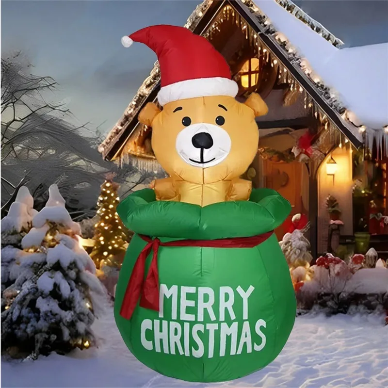 Oso de juguete inflable en bolsa, modelo inflable de Navidad, modelo inflable luminoso, modelo de decoración de ambiente navideño