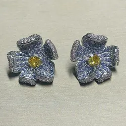 Bilincolor Fashion Purple and Pink Flower Stud Earring for Women