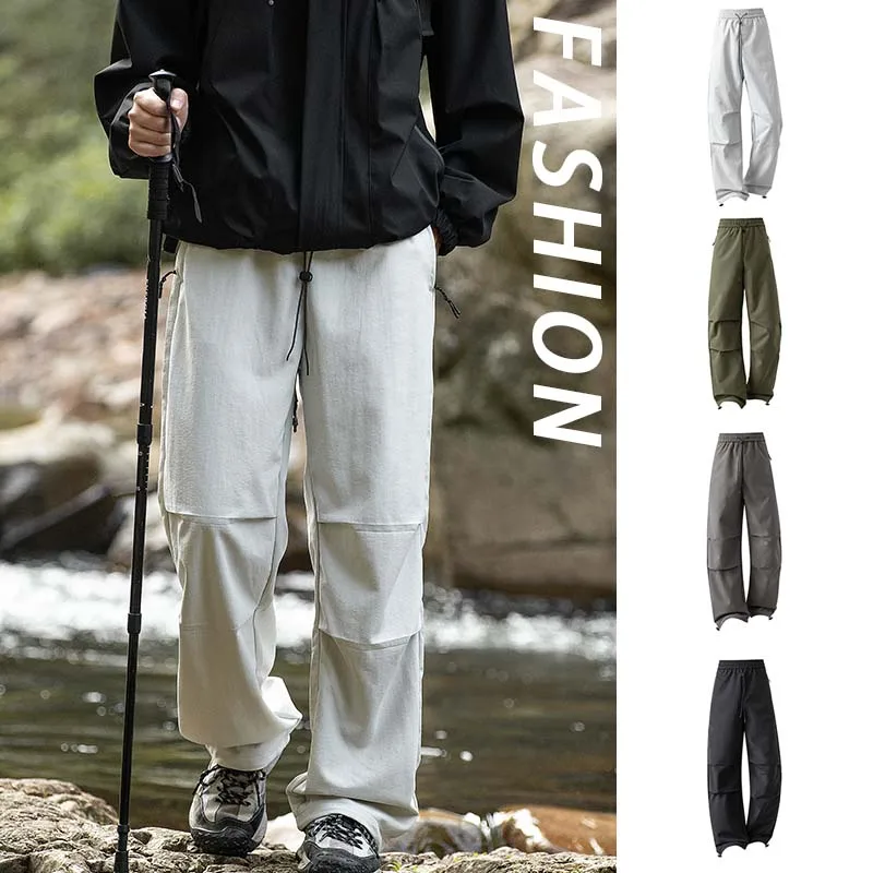 Men Outdoor Waterproof Hiking Pants Spring Autumn Windproof Antifouling Casual Straight-leg American Style Mountaineering Pans