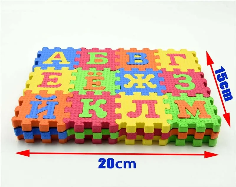 36 Pieces/ Pack Eva Soft Russian Letter Jigsaw Puzzle Play Mat Alphabet & Number Learning Toy Baby Educational Toys