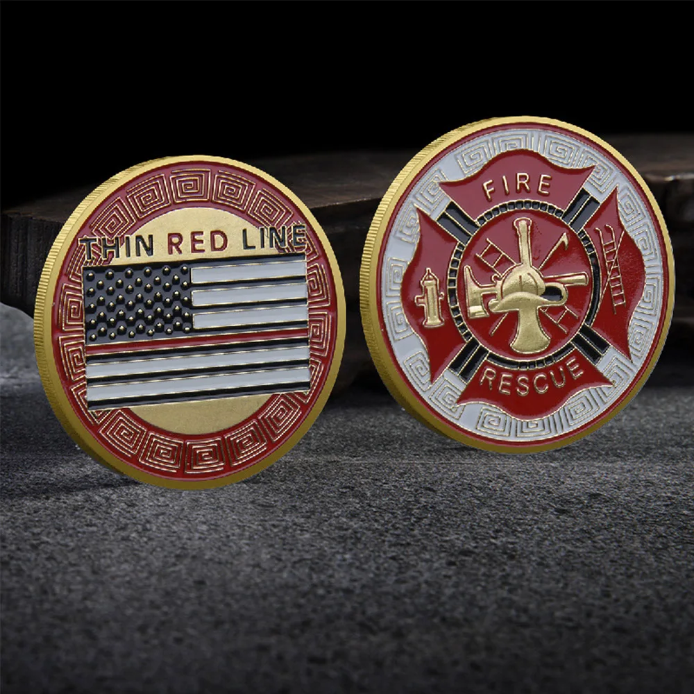 1pc American Fire Rescue Souvenir Challenge Coin Heroic Firefighter Commemorative Coin Collectible Gifts for Family and Friend