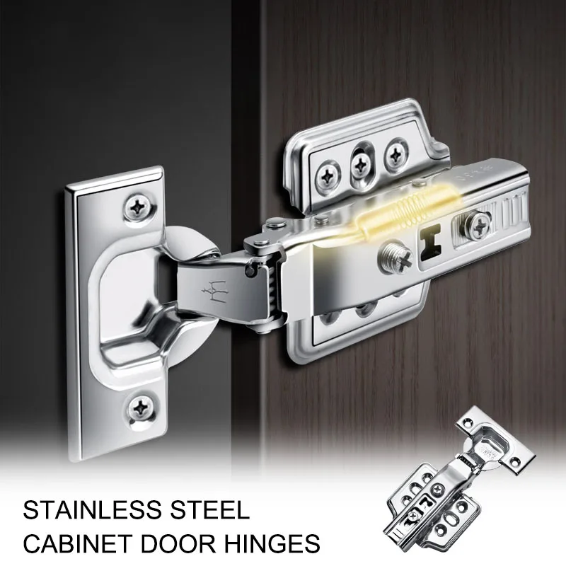 2/10PCS Stainless Steel Cabinet Hinges Soft Closing Hydraulic Door Hinge Damper Concealed Hinges with Screws
