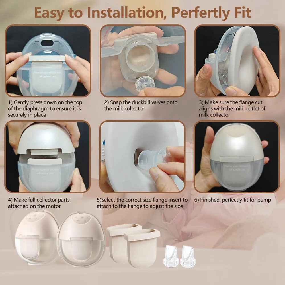 ABXD Ersatzteilset für Eufy S1 Pro/S1 E10/E20 Pumpe – Milchpumpen-Kits, 6 Stück Entenschnabelventile und 4 Stück Silikonmembrane
