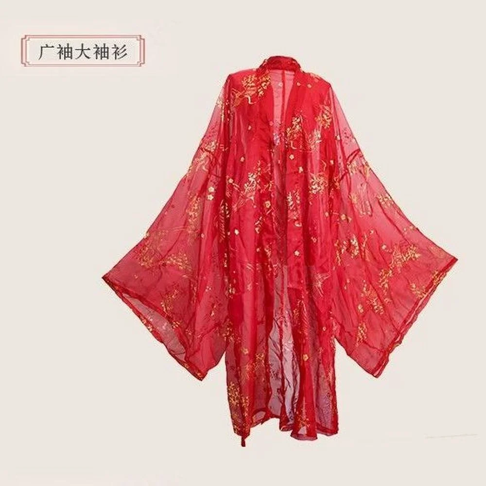 2023 Hanfu Coat Black Red Hanfu Cardigan Women Costume Chinese Coat Cosplay Costumes Hanfu Chiffon Ancient Chinese Cardigan