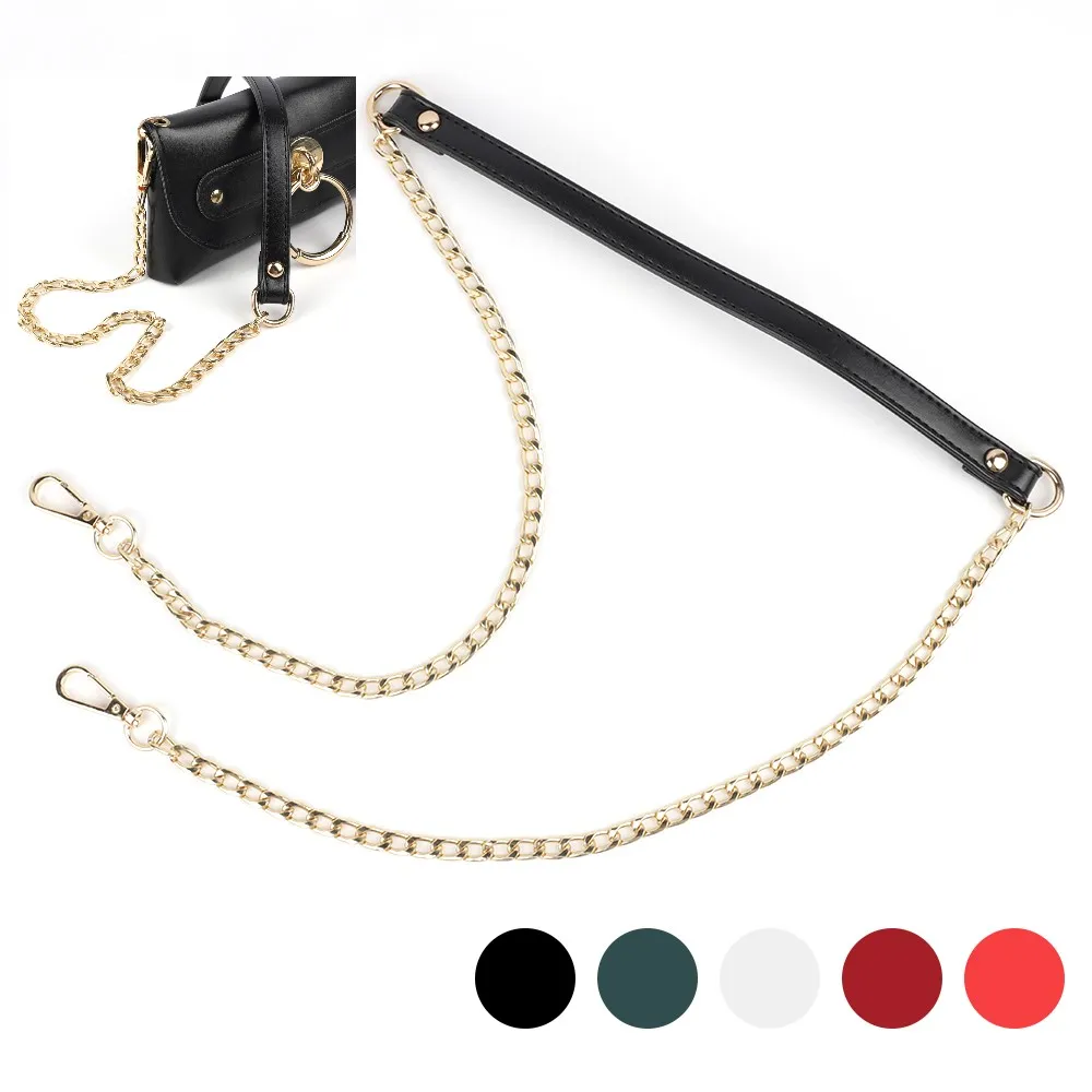 

Fashion PU Leather With Metal Chain 120cm Replacement Shoulder Strap Crossbody Bag Belt Handle Bag Replacement Accessories