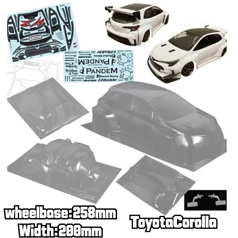 

1/10 PC RC Corolla WRC Shell Body 200mm Width Lampshade Tail Wing Rearview Mirror Transparent Shell Body For Rally Touring Dirft
