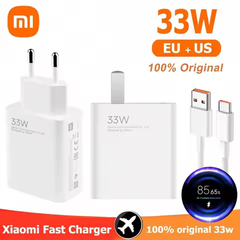 Original Xiaomi 33W Turbo Charger Fast Charge US Adapter For Mi 10T 10S Poco X5 X3 M5S F3 Redmi Note 13 12 Pad Pro EU Cargador