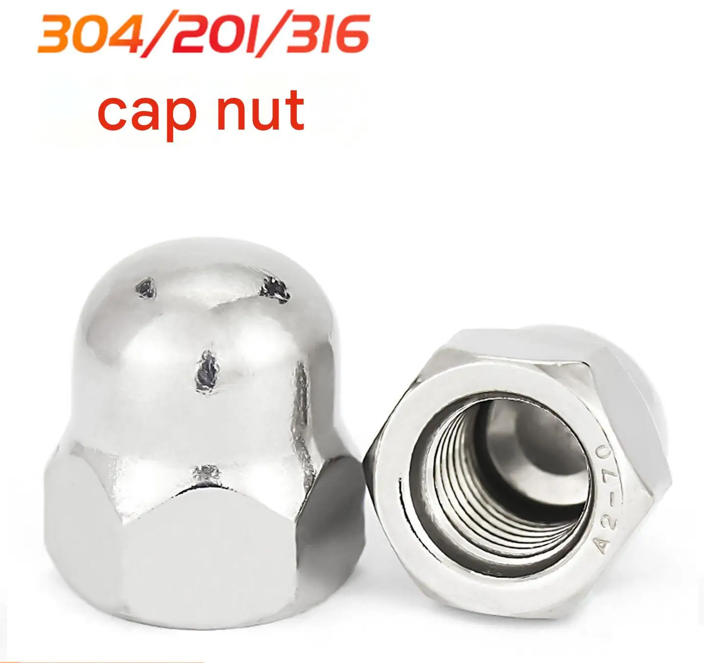 Stainless Steel Acorn Cap Nuts 304 201 316 Dome Head Decorative Cap Nut M3-M36 Metric Fine Thread Left Hand US Inch