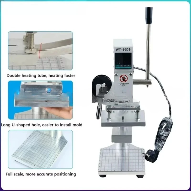 10x13cm , Manual Leather Hot Stamp Embosser, Max. 350℃ PU PVC Paper Wood Embossing Machine with Digital Display 220V/110V