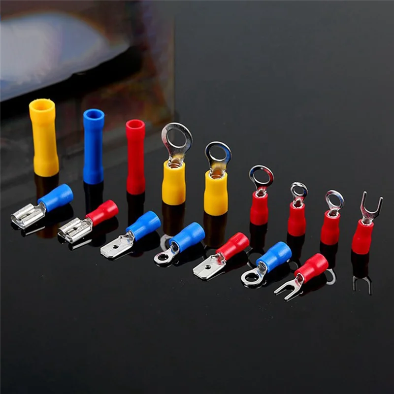 

YHYS 1200Pcs Cold-Pressed Terminal Block Combination Set Connecting Terminal Assorted Spade Cable Connector Crimp