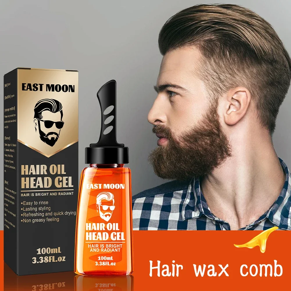 Professional 2-in-1 Men Styling Gel Cream with Comb Long-lasting Fluffy Hair Pomade Wax Mud Hair Cream Salon Styling Gel Tool