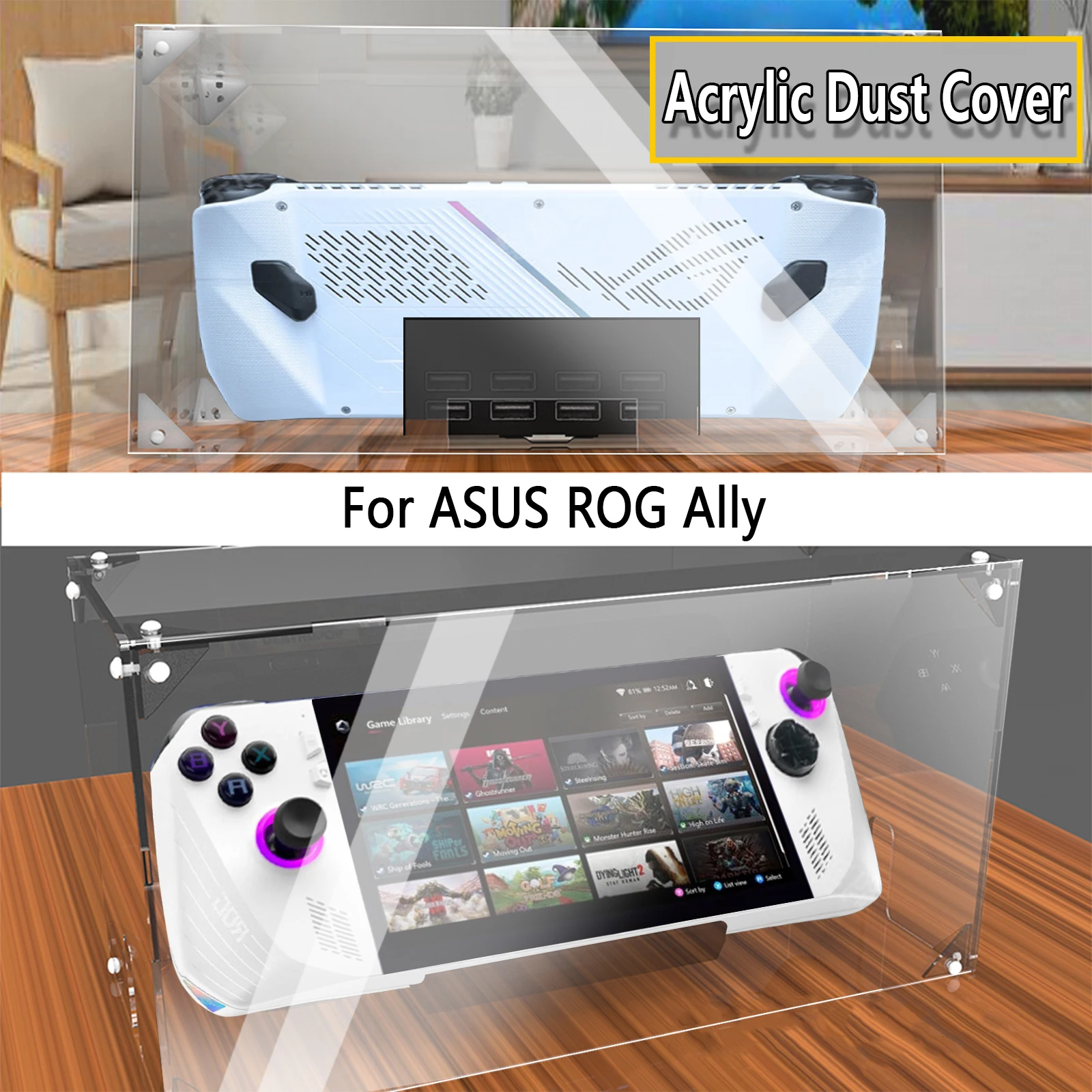 

For Asus ROG Ally Dust Cover Transparent Case For ROG Game Console Box Acrylic Dust Protection Cover Game Controller Accessories