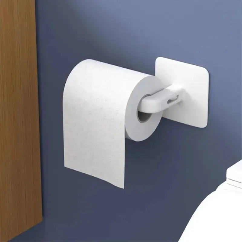 Toilet Paper Holder Self-adhesive Under Cabinet Paper Roll Rack Wall-Mounted Shelf Towel Holder Tissue Hanger Storage Hook