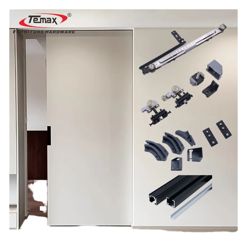 Temax Inward Push Bus Door Slide Rail Pocket Flush Sliding Door System for Furniture Accessories Furniture Hardware