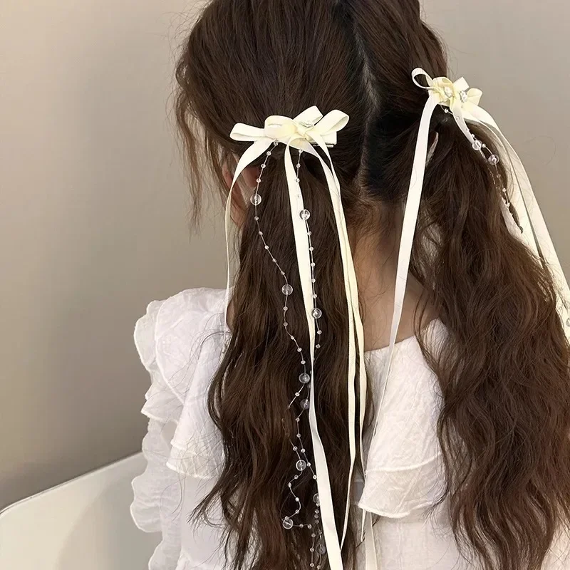 Fermaglio per capelli con fiocco in strass Trend forcine per capelli a nastro lungo mollette fascia per capelli per donna accessori per capelli