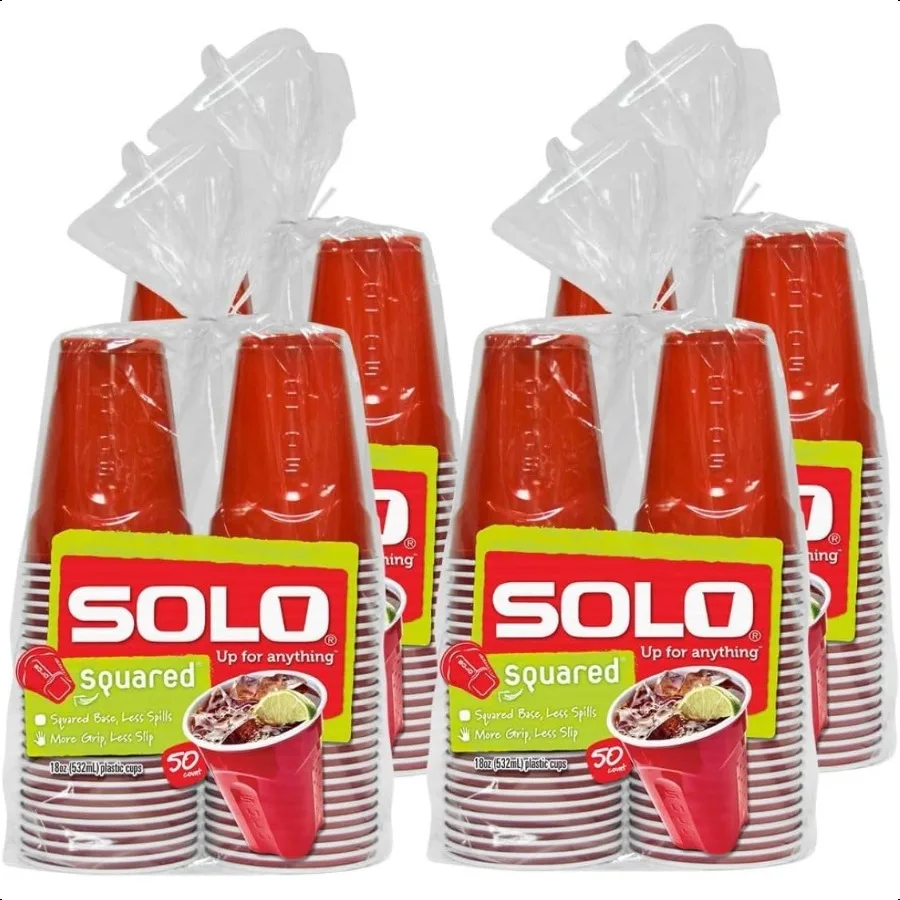 

Cup Company Red Squared Plastic Party 18 Ounce 200 Count 50 Count Pack of 4