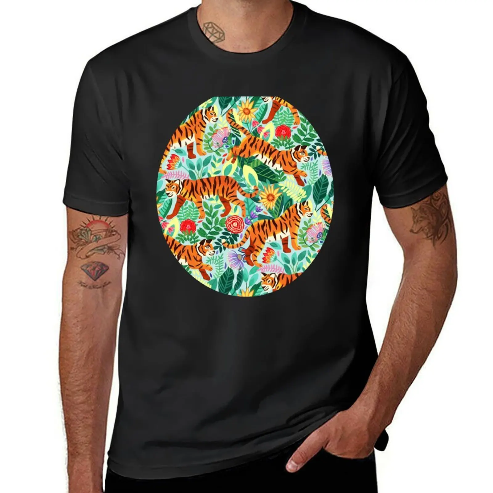 

Thriving Tiger Tangle & Funky Flora T-Shirt essential t shirt animal prinfor boys anime stuff mens big and tall t shirts