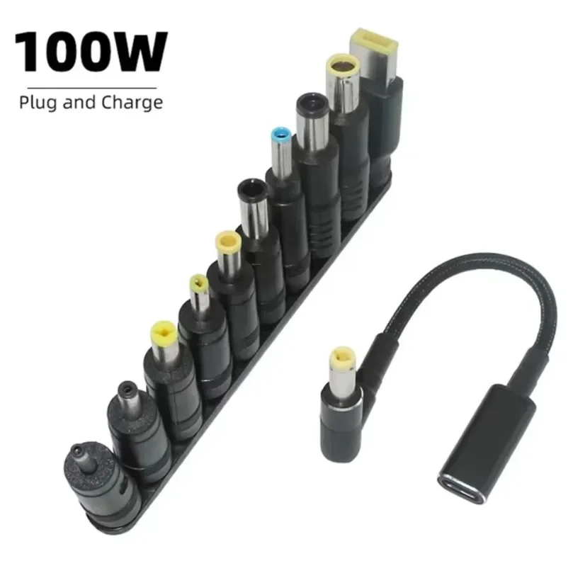 DC Power Tip Set 10 Pieces 5521 Female to Multi Size Adapter Kit for Laptop Notebook Charging Connector Square Plug Universal