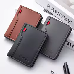 1Pc New Ultra-thin Mini Soft PU Leather Credit Card Wallet Holder Short Vertical High Quality Men's Wallet