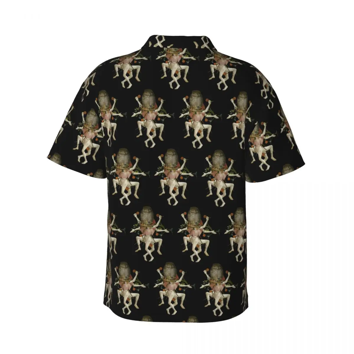 Koszule męskie Hieronymus Bosch z motywem tańczącej sowy, hawajska koszula z krótkim rękawem, zabawne koszulki z klapami na lato i plażę.