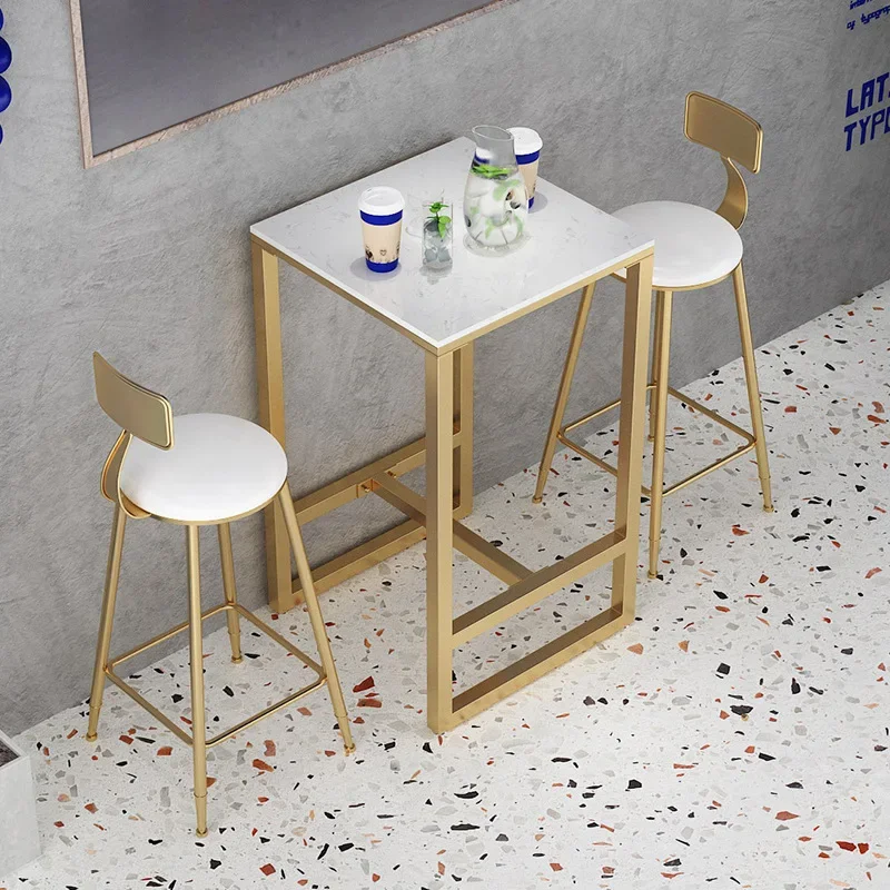 

L # Customizable High Chairs Bar Stools Table Set With Golden Legs For Restaurants Clubs Cafes Available In Fabric Or Leather