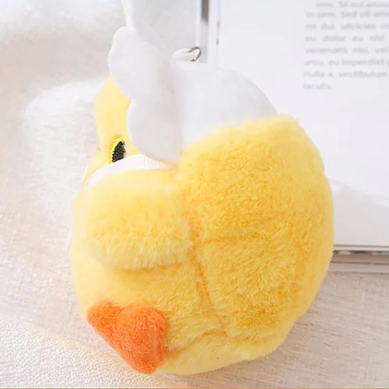 8cm Little Yellow Chicken Plush Toy Keychain Crystal Velvet Plush Doll Mini Bag Key Pendant Couple Key Chain Kids Toys