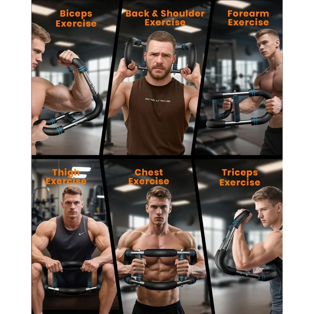 Arm Trainer: 66-110lbs 3-Level Adjustable Chest Expander. Portable Spring Bar for Chest, Shoulder & Biceps. Safe.