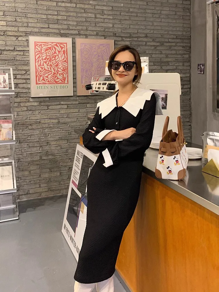 

BLUETIQUE Bla Beau 2023 Autumn Doll Collar Dr Unique Design Sensation Year End Par Workwear Faion Set